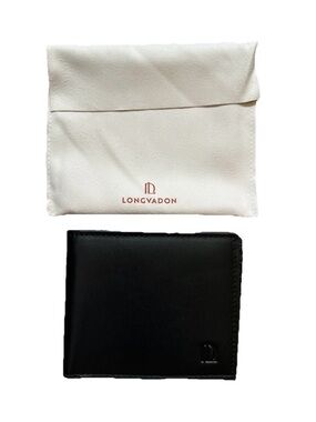 Longvadon 1407 Soft Leather Wallet Black Noir 8CC Card Holder Slim NWT